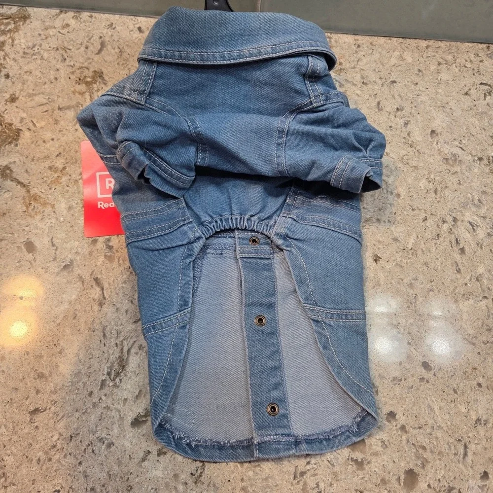 Reddy Dog Dress Medium Blue Denim Jean Jacket Style Snap Button Pet Apparel NEW‎